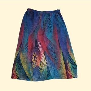 80s Boho Indie Rainbow Midi Sheer Skirt